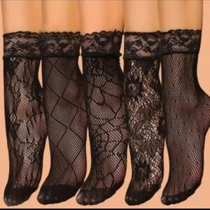 Black Lace Mesh Socks Set